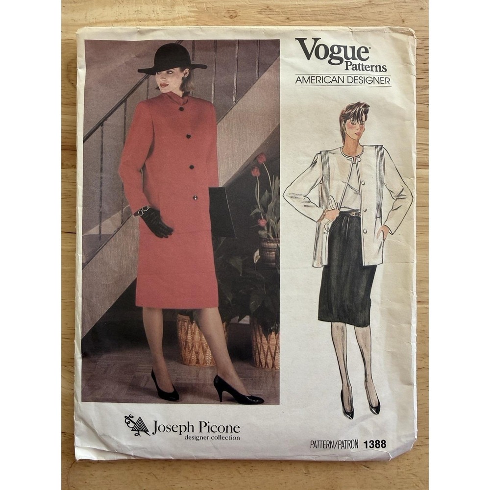 Vogue American Designer Joseph Picone Pattern‎ Misses' Jacket & Skirt Size 8